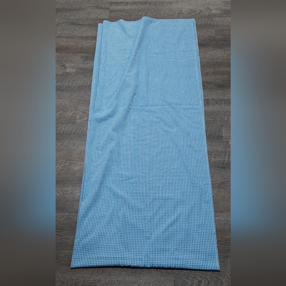Charming Vintage Blue Gingham Print Tablecloth Handmade 44" x 106" Home Decor